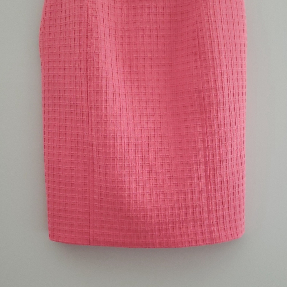 Liz Claiborne Midi Sheath Dress 8 Pink Basketweave Pockets Lined Work Office - Picture 4 of 16